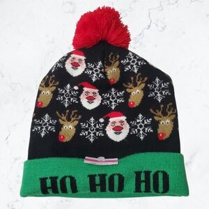 New Nordstrom Christmas Santa Ho Ho Ho Light Up Winter Beanie Hat